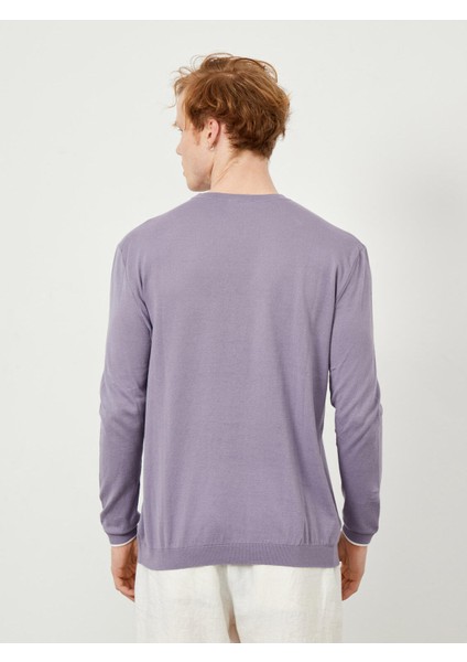 Bisiklet Yaka %100 Pamuk Regular Fit Basic Kazak
