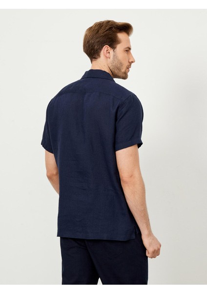 Küba Yaka %100 Keten Regular Fit Basic Gömlek