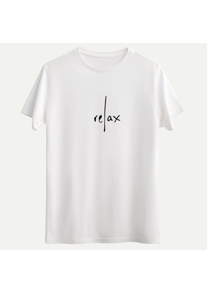 Relax Baskılı Beyaz Tshirt.