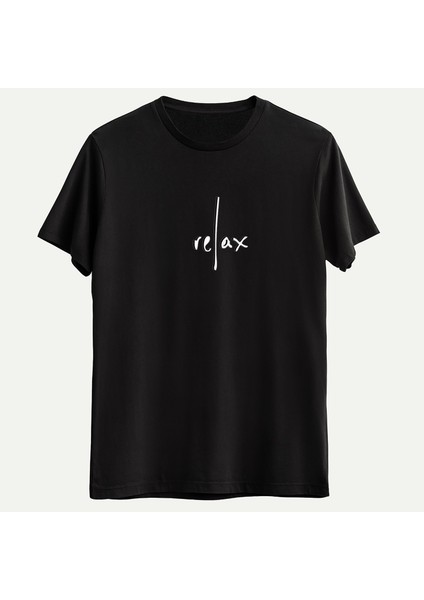 Relax Baskılı Siyah Tshirt.