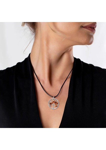 Hayat Ağacı Tasarım Zarif Ip Zincirli Akik Doğaltaş Kadın Kolye fiyatları