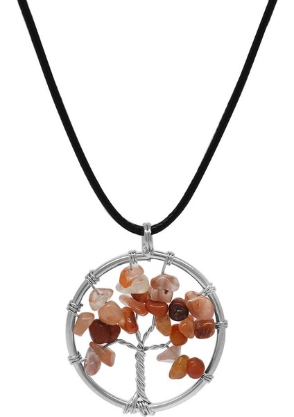 Hayat Ağacı Tasarım Zarif Ip Zincirli Akik Doğaltaş Kadın Kolye modelleri