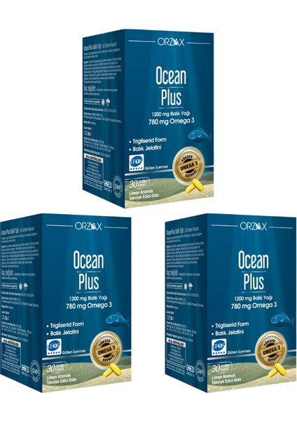 Ocean Plus 1200 Mg Balık Yağı 30 Kapsül 3 Adet