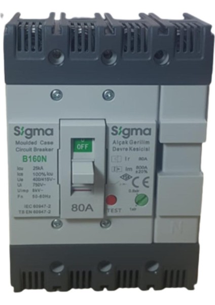 63-80A 25KA Termik Manyetik Şalter B160 Sigma