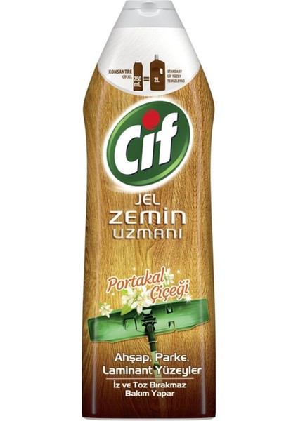 Jel Zemin Uzmanı Yüzey Temizleyici Portakal Çiçeği Ahşap Parke Laminant Yüzeyler 750 ml X 16 Adet