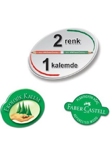 Faber-Castell 5171120612 Bicolor Boya Kalemi, 24 Renk modelleri