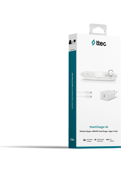 Smartcharger Air Iphone+Apple Watch Uyumlu+Airpods Kablosuz Hızlı Şarj Aleti ve Pd 20W Seyahat Şarj Aleti fırsatları