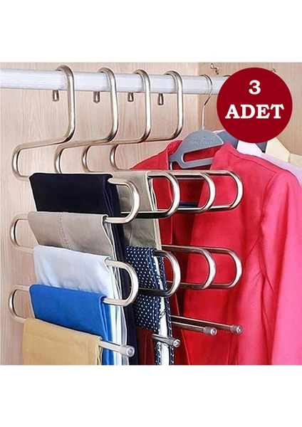 Carat Home 5 Katlı Pantolon Eşarp Askısı Metal 3 Adet