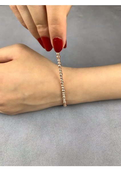 Dorika Toplu Rose Kaplama Gümüş Kadın Bileklik modelleri