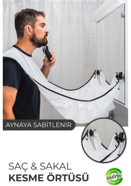 Yıkanabilir Pratik Evde Saç Sakal Traş Önlüğü, Sakal Kesme Örtüsü Traş Önlüğü