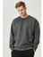 Ac&Co / Altınyıldız Classics Erkek Antrasit-Melanj Günlük Rahat Sıfır Yaka Oversize Spor Sweatshirt
