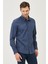 Erkek Lacivert Slim Fit Dar Kesim Düğmeli Yaka Flanel Oduncu Kışlık Gömlek 2