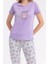 1839 Eat Sleep Coffee Repeat Lila Kadın Pijama Takımı 1