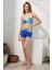 Kaia Straplez Şortlu Bikini Takım Palm Desenli 221239 4