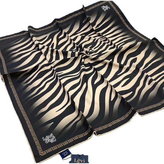 Levidor Yeni Sezon Zebra Desen Trend Polyester 90X90 Twill (Tivil) Eşarp Modeli Tesettür Nağme LDT142-01