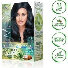 Maxx Deluxe 2 Paket Natural Beauty Amonyaksız Saç Boyası 1.1 Mavi Siyah