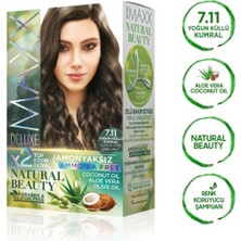 Maxx Deluxe 2 Paket Natural Beauty Amonyaksız Saç Boyası 7.11 Yoğun Küllü Kumral