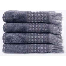 Ecocotton Zeus 4'lü El Havlusu Seti  Organik Pamuk Inject Antrasit 30X50 cm