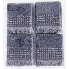 Ecocotton Zeus 4'lü El Havlusu Seti  Organik Pamuk Inject Antrasit 30X50 cm