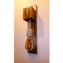 Alsancak Retro Ahşap Aplik Duvar Lambası + Mumluk Özel Tasarım