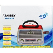 Ataşbey RT-301 Kırmızı Nostaljik Görünümlü Bluetoothlu Mp3 Çalar Radyo Müzik Kutusu