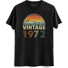 Vintage 1972 Eskitme Siyah Tshirt