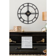 Muyika Roma Elegante Metal Siyah Sessiz Mekanizma Duvar Saati 50X50Cm Mds-50