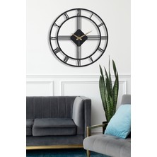 Muyika Roma Elegante Metal Siyah Sessiz Mekanizma Duvar Saati 50X50Cm Mds-50