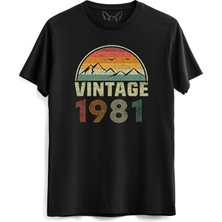 Vintage 1981 Eskitme Siyah Tshirt