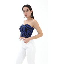 Vapur Zebra Desen Triko Crop - Saksmavisi