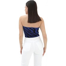 Vapur Zebra Desen Triko Crop - Saksmavisi