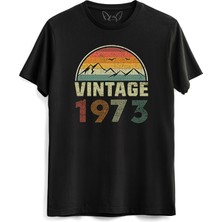 Vintage 1973 Eskitme Siyah Tshirt