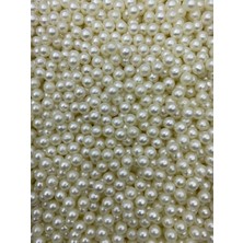 Hedef Bijuteri Deliksiz Inci Boncuk, Deliksiz 6mm Krem Plastik Çakma Incisi  (25GR,~200 Adet)