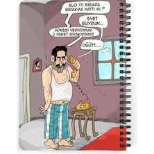 Karikatür Baskılı Ahşap Kapaklı Defter 15X20 cm DFT2558