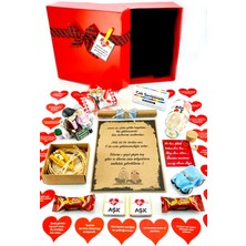 Hediye Kombini Kırmızı Kutuda Red Love Sevgiliye Doğum Günü Yıldönümü Ara Hediye Kombini