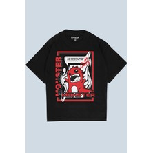 AyveGa Monster Siyah Oversize  T-Shirt