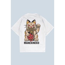 AyveGa Manekineko Beyaz Oversize  T-Shirt