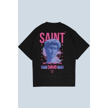 AyveGa Saint David Siyah Oversize  T-Shirt