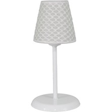 Şenay Aydınlatma Modern Metal Ayak Konik PVC Kumaş Abajur-Beyaz File