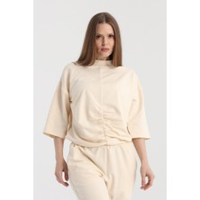 Origami Önü Büzgülü, Beli Lastikli Sweatshirt