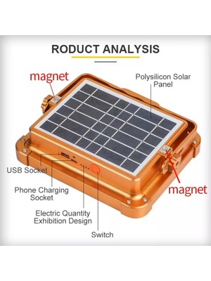 Alfa LED Taşınabilir Seyyar USB Şarjlı 200W Güneş Enerjili LED Projektör Modlu Işık