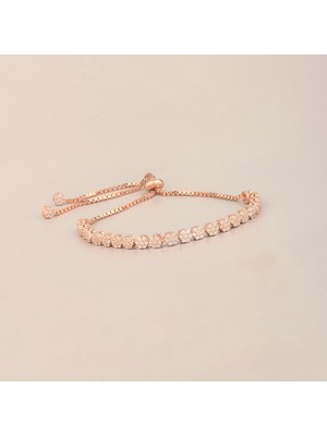 Ravza Gümüş 925 Ayar Gümüş Rose Renk Asansörlü Papatya Bileklik