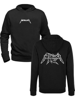Metallica Baskılı Siyah Ön Arka Baskılı Çocuk Sweatshirt
