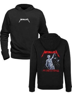 Metallica Baskılı Siyah Ön Arka Baskılı Çocuk Sweatshirt