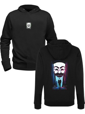 Mr.robot Baskılı Siyah Ön Arka Baskılı Çocuk Sweatshirt