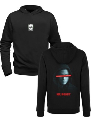 Mr.robot Baskılı Siyah Ön Arka Baskılı Çocuk Sweatshirt