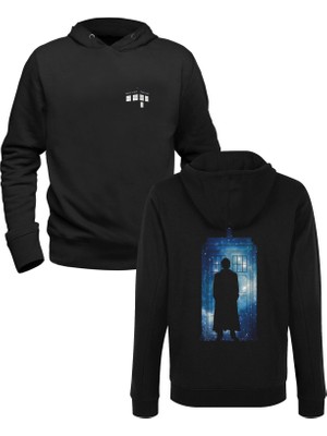 Dr Who Baskılı Siyah Ön Arka Baskılı Çocuk Sweatshirt