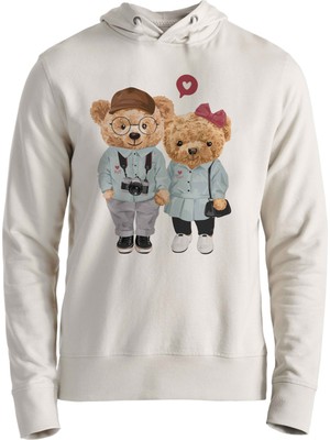 Cute Coupletedy Bear Ekru Çocuk Sweatshirt