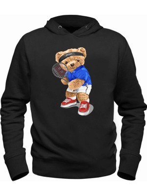 Tennis Tedy Bear Siyah Çocuk Sweatshirt