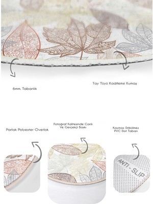 RealHomes Kurumu Renkli Sonbahar Yaprakları Özel Tasarım 2'li Elips Kaymaz Tabanlı Banyo & Mutfak Paspas Takımı